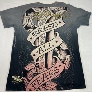 Vintage Ed Hardy Erase All Fears Eagle  Graphic Tee